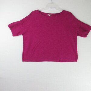 Eileen Fisher Organic Linen Textured Knit Sweater Size M Magenta Pink S18MQT